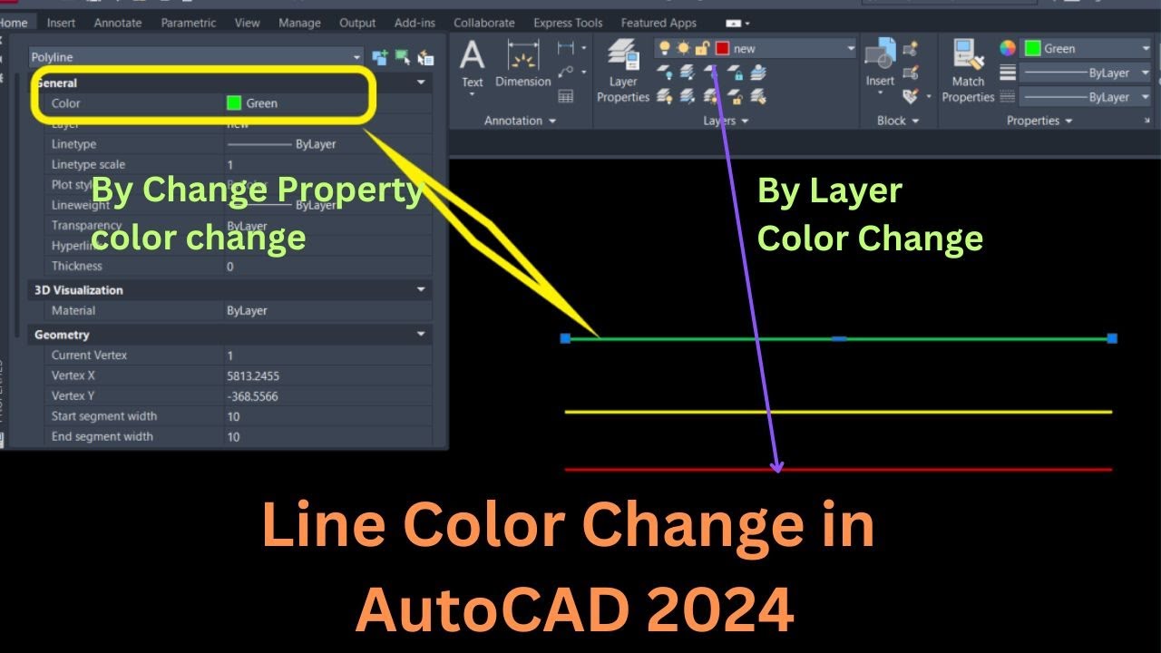How to change line color in AutoCAD 2024 | Change line color in AutoCAD ...