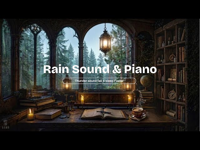 Relaxing Rain and Thunder Sounds Piano, Fall Asleep Faster Deep Sleep Music, Beat Insomnia 🍃
