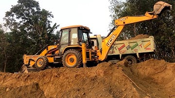 Tripper Dump Vs Backhoe Video,  JCB Loading Soil Tripper