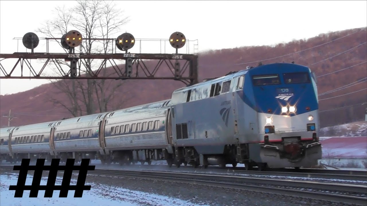Amtrak Pennsylvanian at PRR Signal Bridge PT 225 in Tipton, PA on the