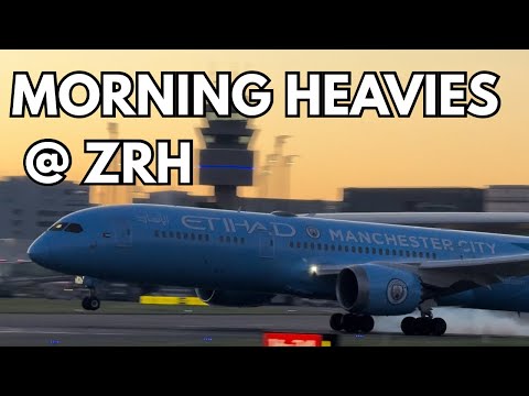 Early Morning Landings at Zurich | Etihad B787 Manchester City Livery, SWISS A340 & More