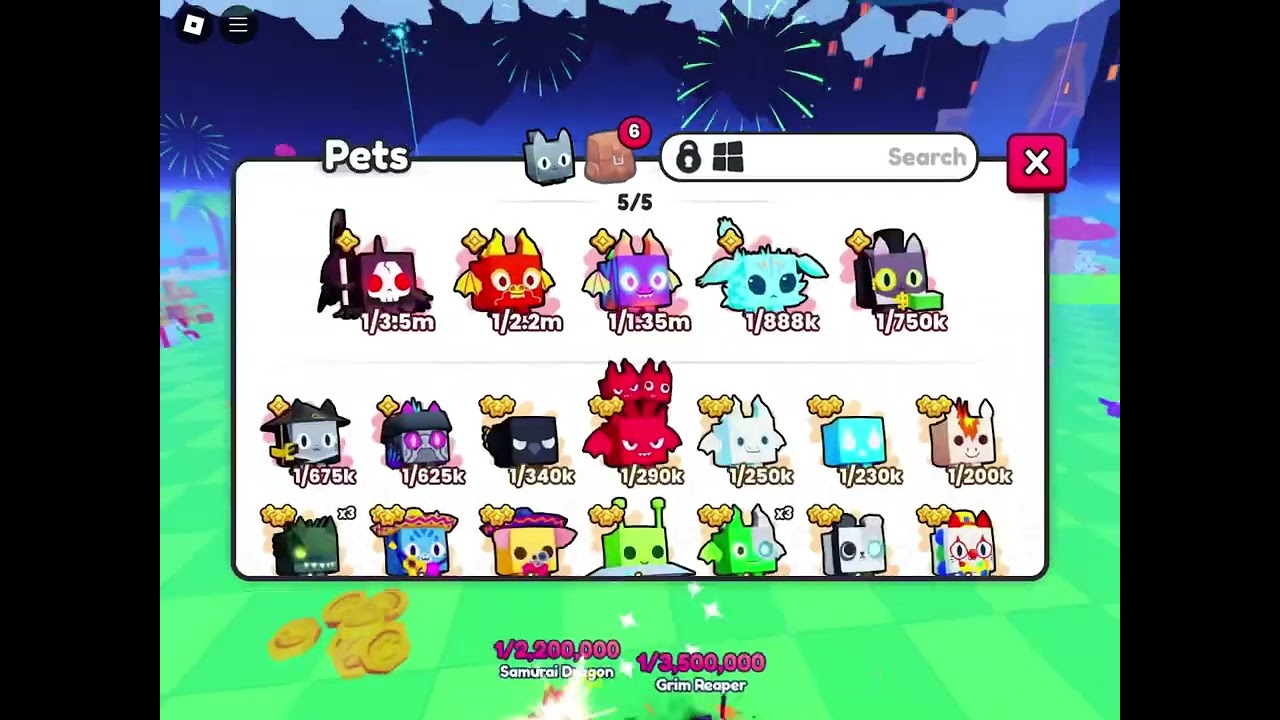 Using 3 instant luck potion III in Pets Go!