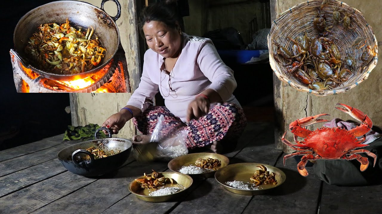 Village Style Crab Curry Carb Hunting In Field & Cooking Masala Crab