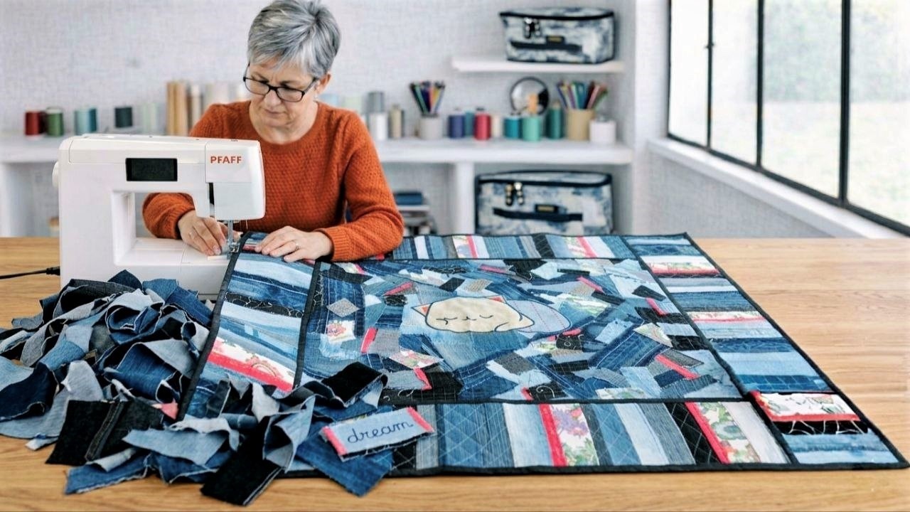 NEVER throw away denim scraps! This cozy rug was immediately
