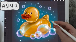 😴 iPad ASMR 🧡- Let's Paint a Rubber Duck - Clicky Whispers- Writing Sounds