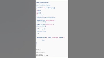 #Java program to find the power of the given number #shorts_javaprogramming #shorts