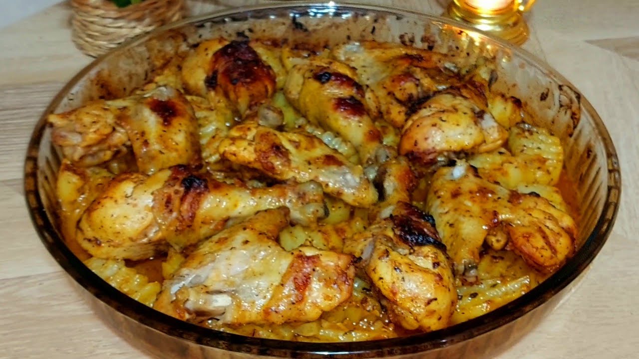 الدجاج بالبطاطا في الفرن بتتبيلة أكثر من رائعة ما يحتاجش يترقد كيجي لذيذ و محمر و البنة فوق الوصف 