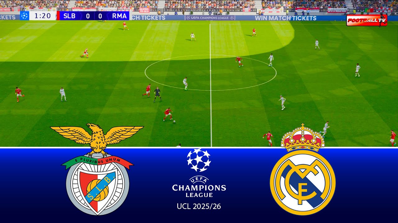 Benfica vs Real Madrid - UEFA Champions League 2025/26 | UCL Full Match | Pes 21 Gameplay Simulation