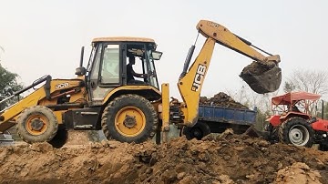 JCB Backhoe Loader Loading Soil on Tractor- Jcb Backhoe New Short Video