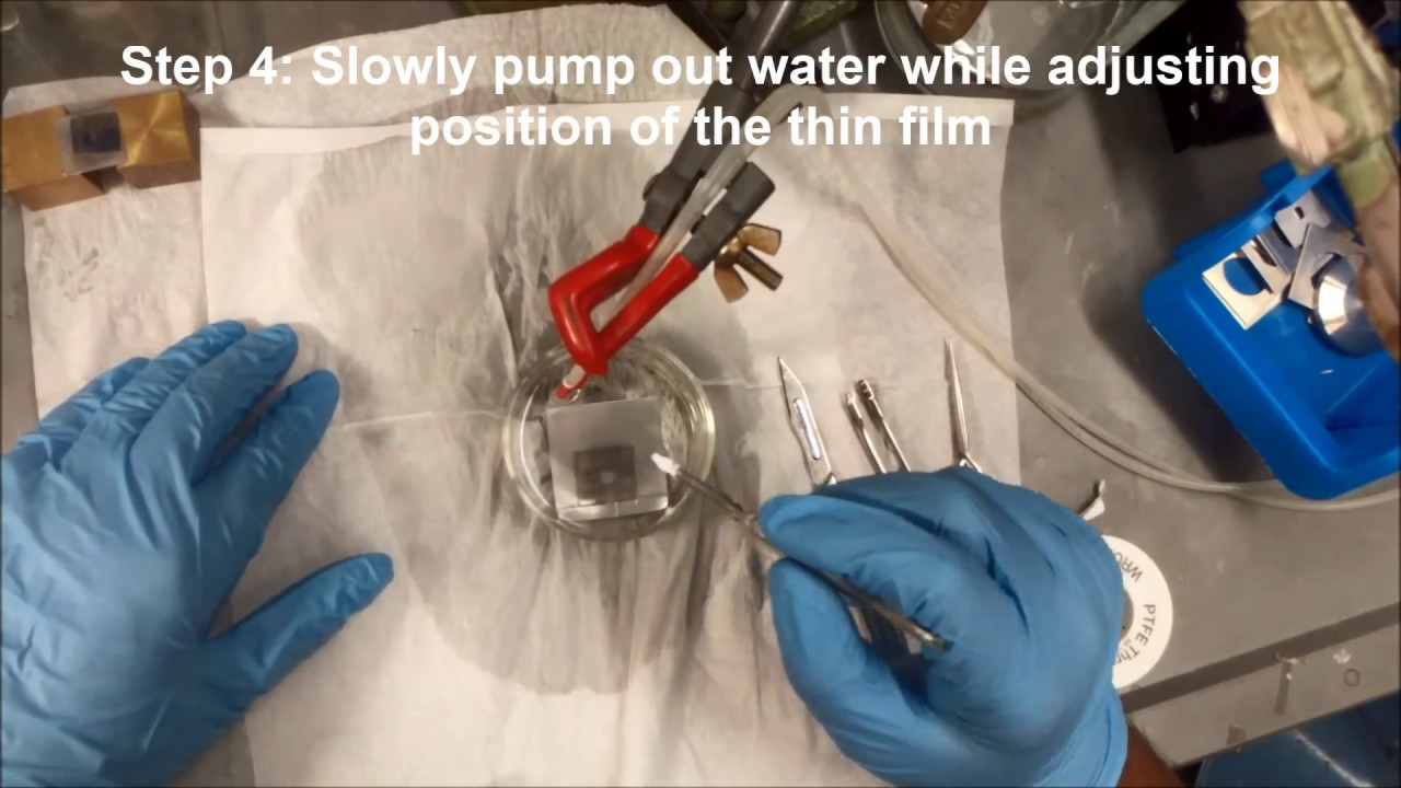 Transferring free-standing spin coated PEDOT: PSS thin film on a steel holder with a10 mm hole