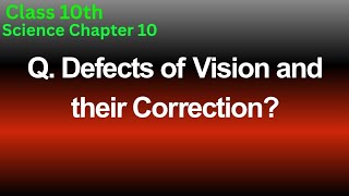 Defects of Vision and their Correction
