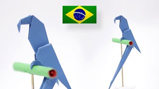 Origami Arara Azul  Instruções em Português BR