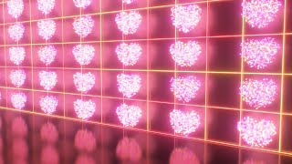 Array of Digital 3D Heart Shapes Reflecting On Shiny Mirror Surface 4K Moving Wallpaper Background