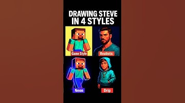 Drawing Steve From Minecraft In 4 Different Art Styles!! ✨️ • p. 1 – #shorts