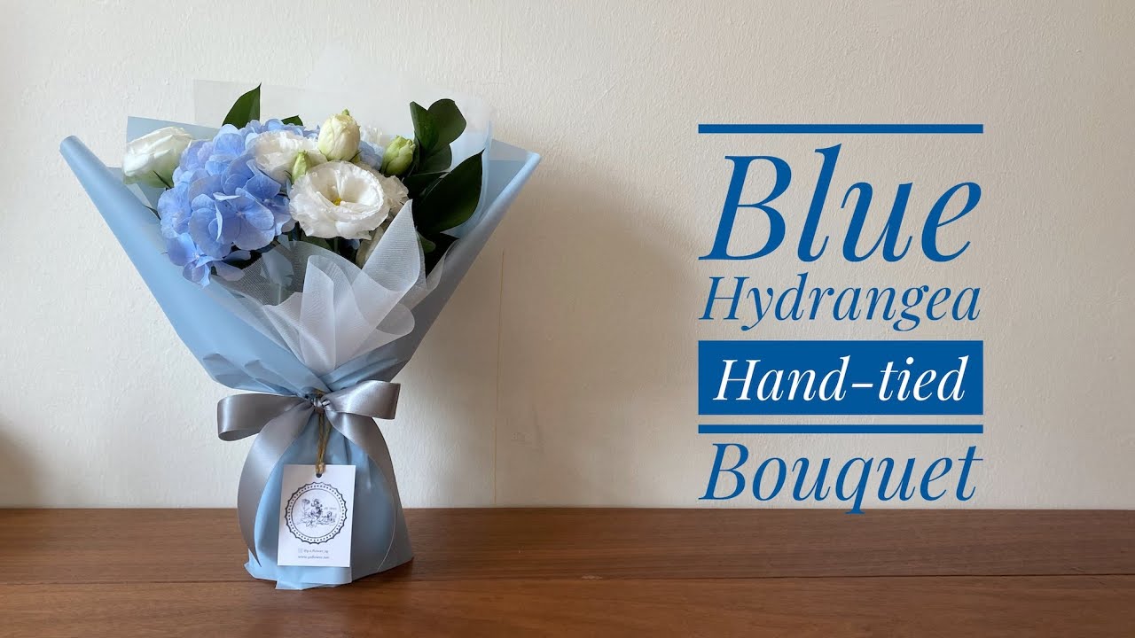 Blue Hydrangea ArrangementㅣSimple Flower Wrappingㅣ블루 수국 꽃다발ㅣ심플 꽃다발 포장