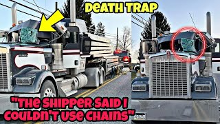 Shipper Does Not Allow Truck Driver To Use Chains & Steel Beams Goes Through Semi Truck ?