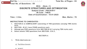 MCA 1ST SEM DISCRETE STRUCTURES AND OPTIMIZATION JAN 2023 | PTU