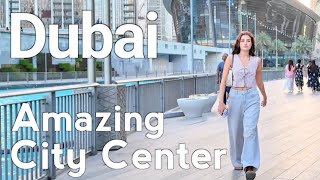 Dubai [4K] Amazing Burj Khalifa, City Center Evening Walking Tour 🇦🇪