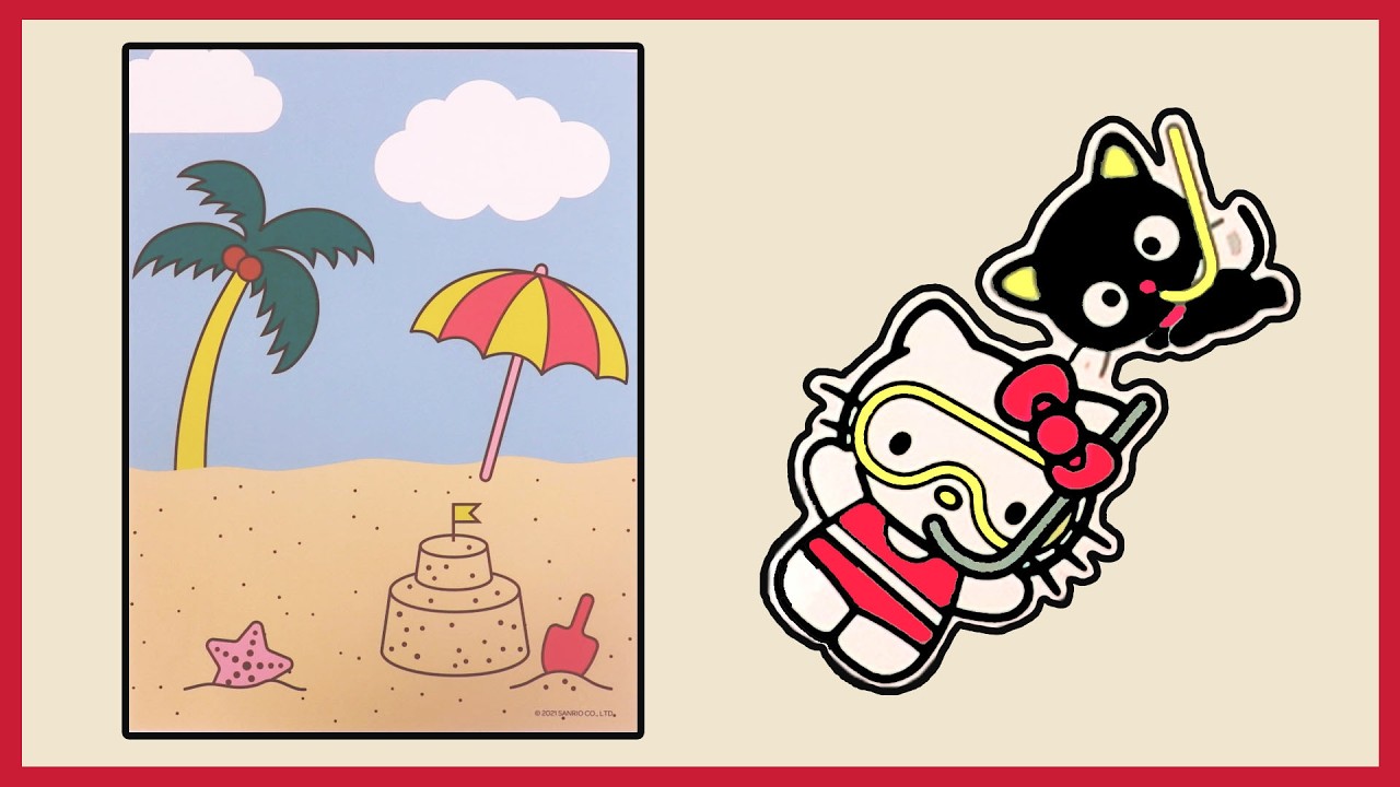 Hello Kitty, en Vacances Plage et Safari Activités Autocollants
