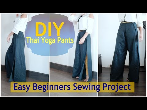 DIY Open Leg Palazzo Style Wrap Pants Slit | BEGINNERS dupatta Upcycle wide leg Flared Thai Yoga