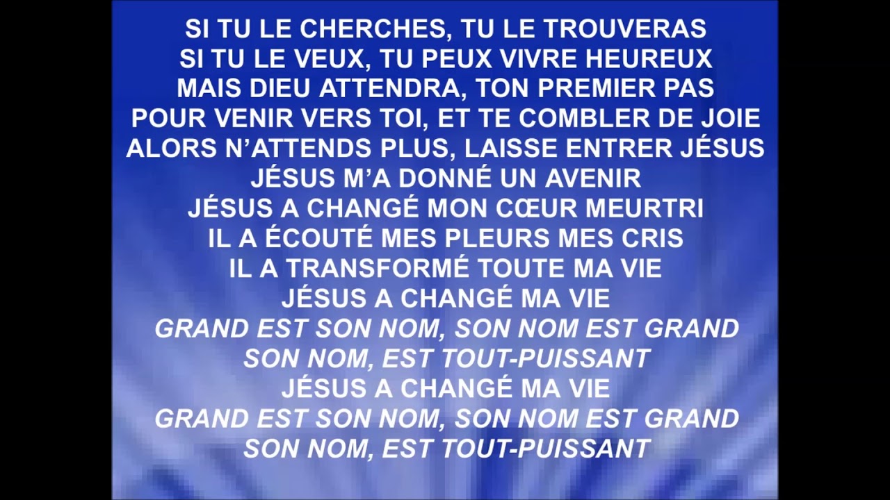 JÉSUS A CHANGÉ MA VIE - Sony - Vie et Lumière - Cover de ''Choeur D'elyon''.