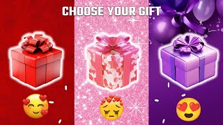 Choose your gift box Red  Pink  Purple3 gift box challenge