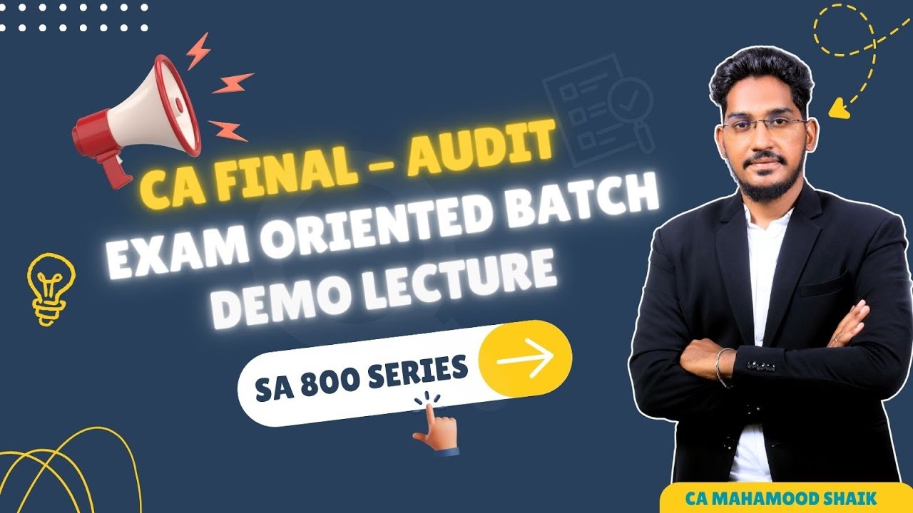CA FINAL AUDIT| Exam oriented Batch DEMO lectures| SA 800 series | CA ...