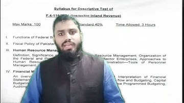 paper pattern of inspector inland revenue, past paper of fpsc, inspector inland revenue syllabus