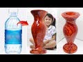 Big size faux wood Flower Vase from plastic bottle