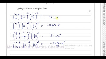 [P2] C12, (IAL), WMA01/01, October 2020,  Q10, The Binomial Expansion