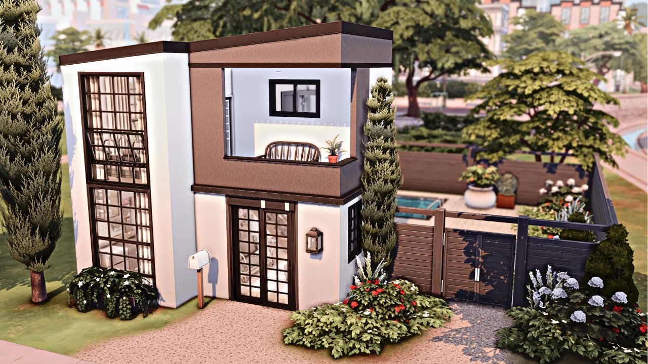 MODERN TINY STARTER HOUSE 🏡 The Sims 4 Speed Build | No CC - YouTube
