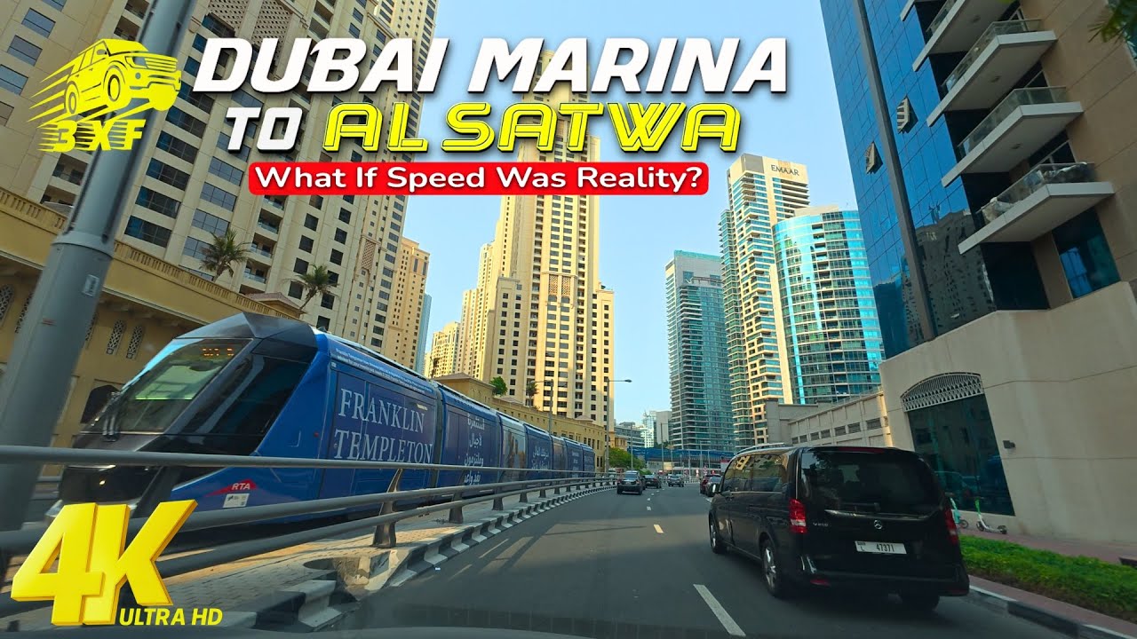 [4K] Chasing Dubai’s Sunset @ 3X 🌇🚗 From JBR, Dubai Marina to Al Satwa | UAE Skyscraper Drive