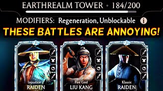 MK Mobile. Fatal Earthrealm Tower has VERY ANNOYING Battles! How to Beat Battles 165, 176 and 184.