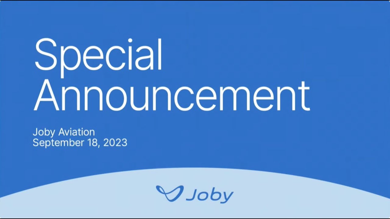 September 18, 2023 Announcement: Joby Aviation Selects Dayton for Manufacturing Facility