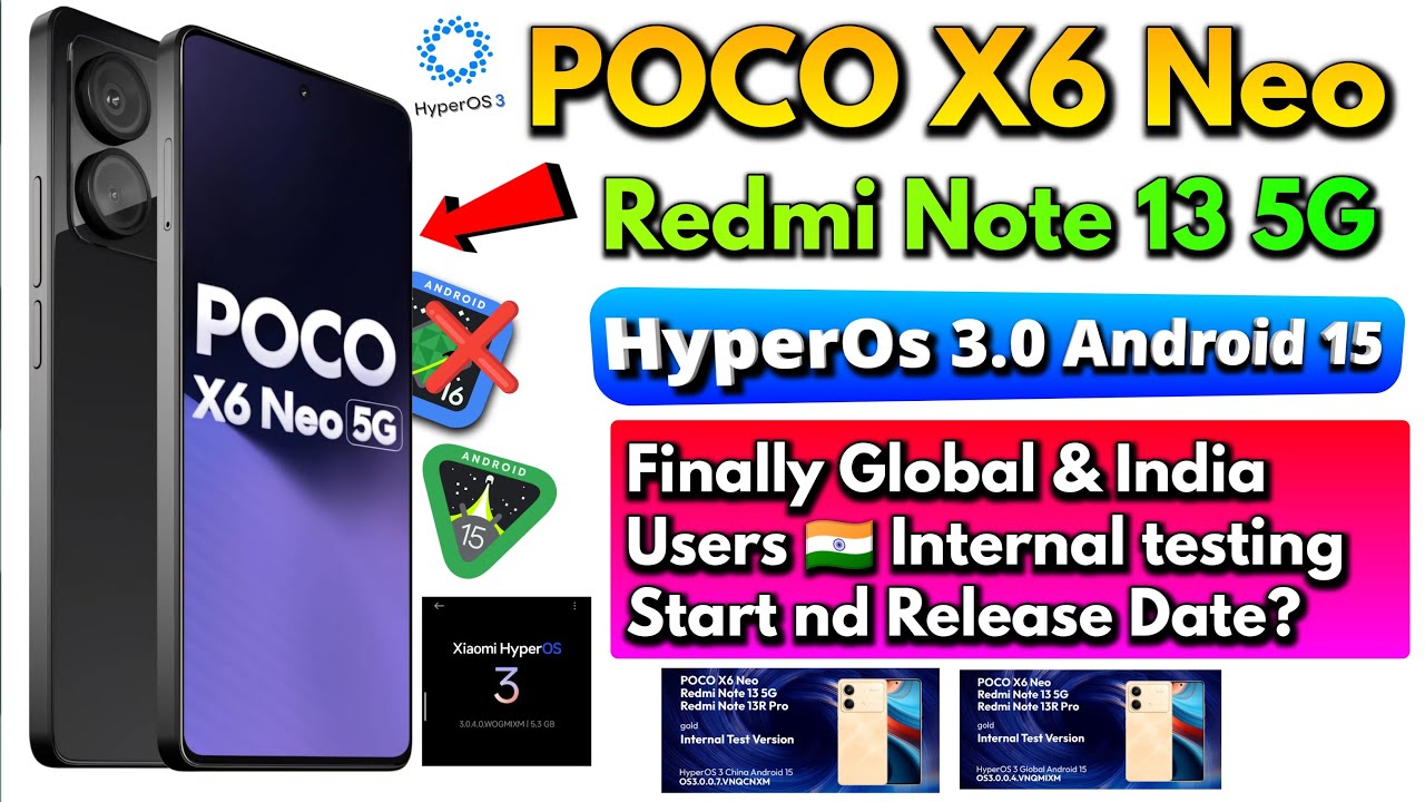 POCO X6 Neo/Redmi Note 13 5G HyperOS 3.0 Android 15 Update | Global & India Internal Test, Date?