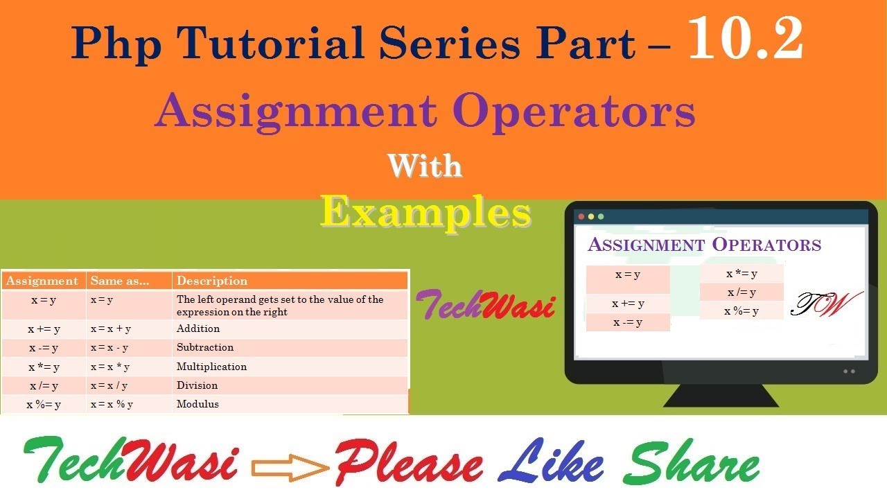 assignment operator is php