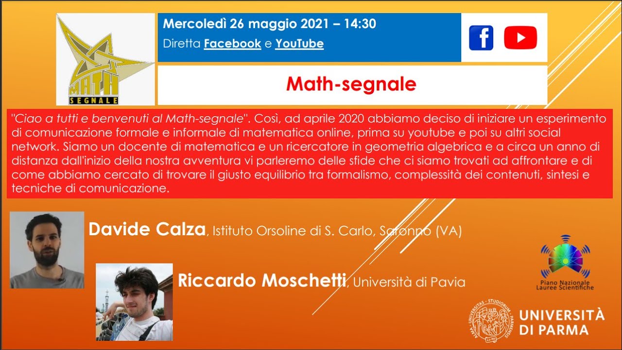 Davide Calza e Riccardo Moschetti - Math-segnale - YouTube