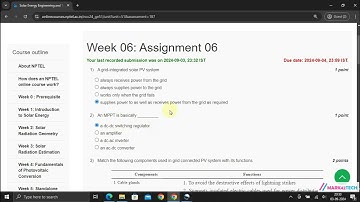 NPTEL Solar Energy Engineering and Technology Week6 Assignment6 Solution JULY 2024