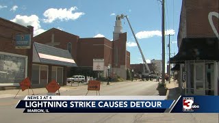 Road closed in Marion as crews repair damaged building
