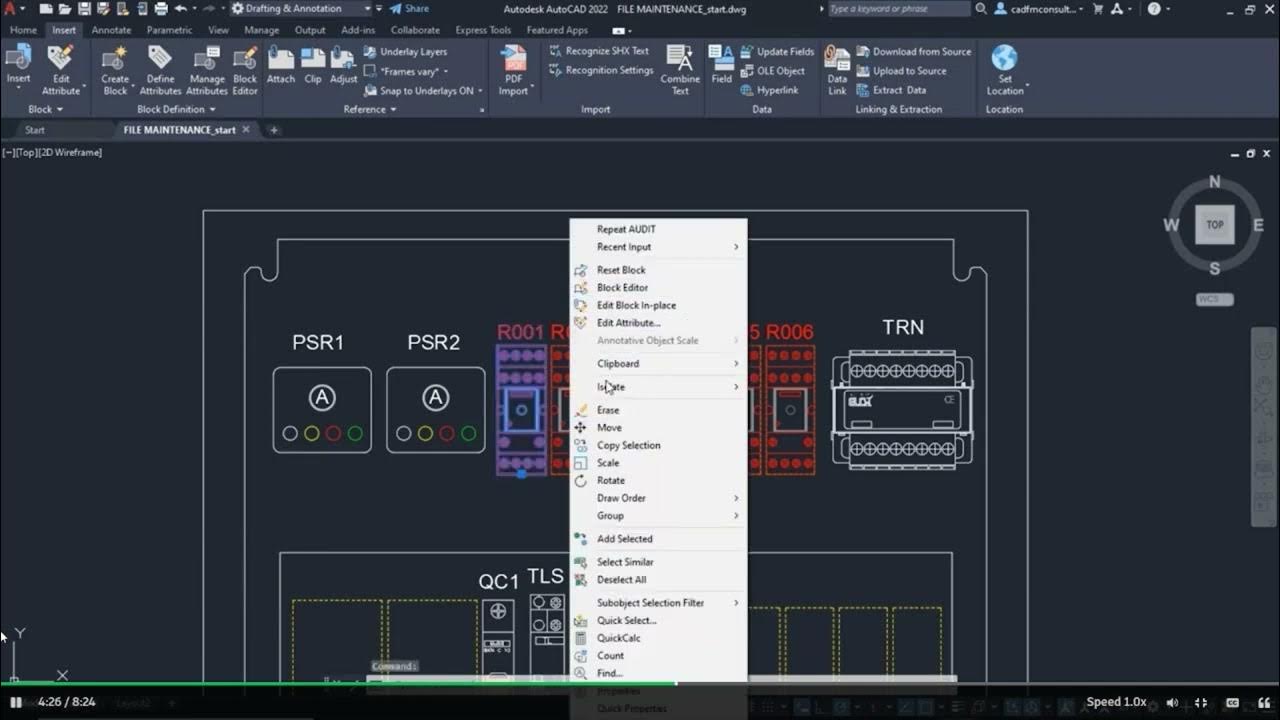 Maintain AutoCAD File using drawing recovery utility Purge Drawing