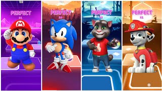 TILES HOP EDM RUSH GAMEPLAY ‼️ Mario Bros 🆚 Sonic 🆚 Talking Tom 🆚 Paw Patrol