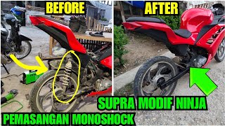 Pasang monoshock di supra modif ninja.