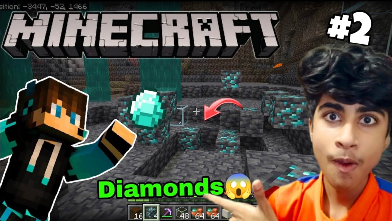 WE FOUND DIAMONDS 🤯 IN A CAVE 😱 I MINECRAFT SURVIVAL EPISODE 2 - YouTube