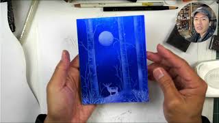Stampscapes Lab: EASY White Birch on Blue Foil