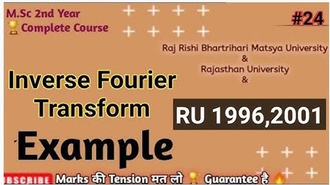 Fourier Transform/Fourier Series Example & Solutions🎯Complete Concept of Fourier Transform#RU #RRBMU