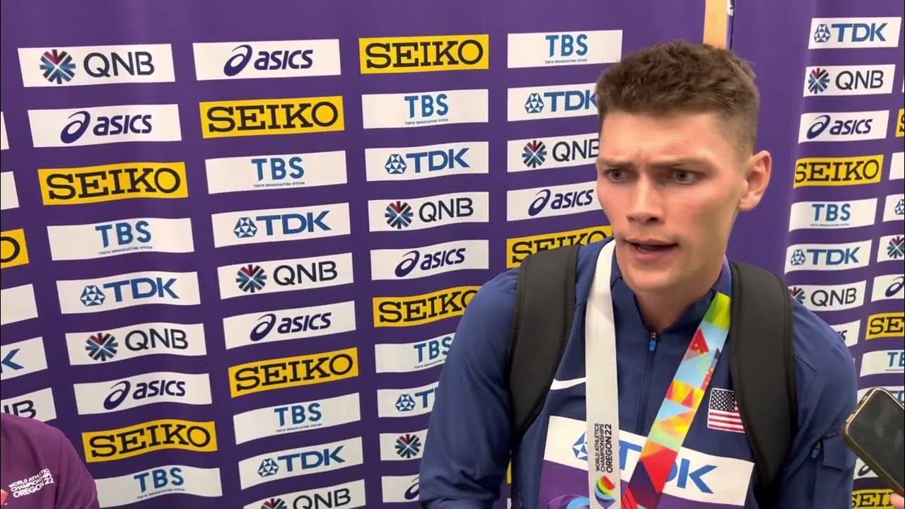Trey Cunningham after silver in 110 hurdles at 2022 Worlds YouTube