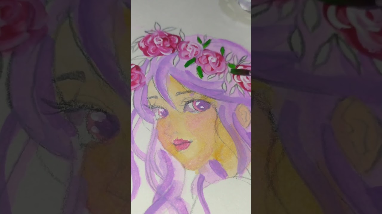 Watercolor girl art #art #trending #drawing #shorts