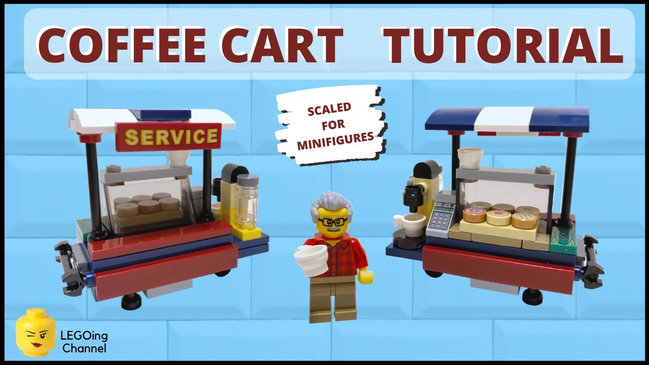HOW TO MAKE A LEGO COFFEE CART!!! Scaled to MINIFIGURES!! [Tutorial