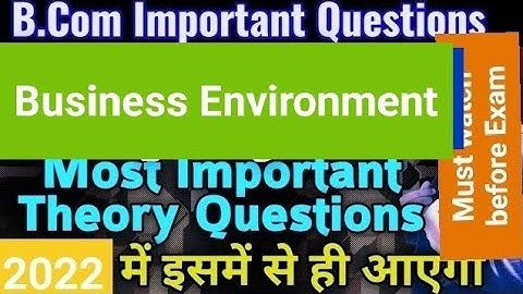 #ddu#Business Environment#Most Important questions#B.com.2nd yr#