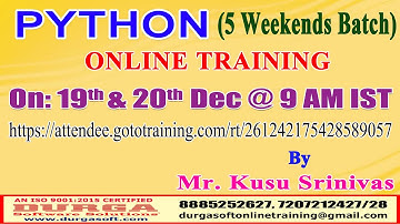 PYTHON (5 Weekends Batch) Online Training in DURGASOFT